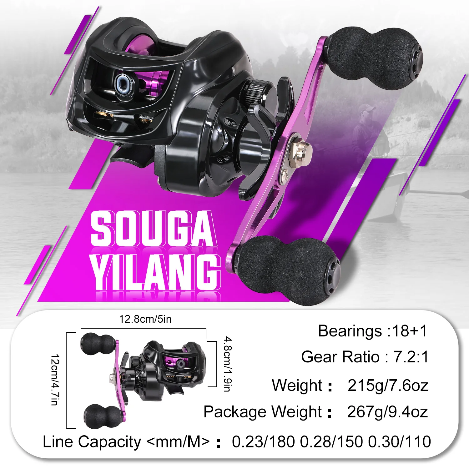 Sougayilang New Baitcasting Reel 7.2:1 High Speed 18+1BB with EVA Handle for Casting Rod In Fresh Environment 48Hours Cheap Reel