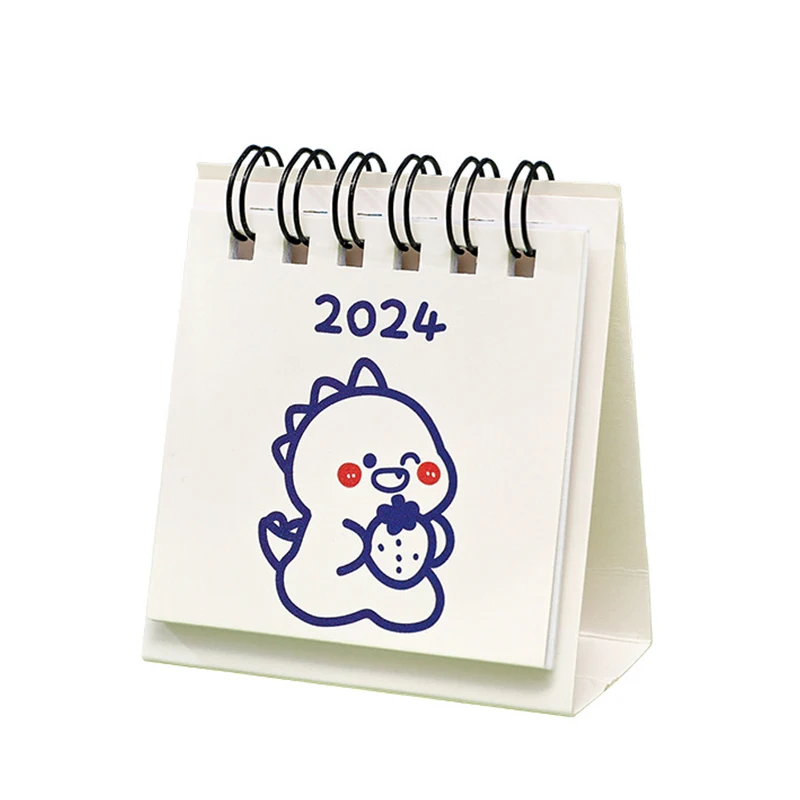 2024 Year Simple Ins Small Desk Calendar Student Desktop Cute Cartoon Dog Rabbit Mini Note Memo Calendar Study Office Calendar