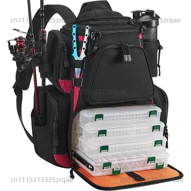 Fishing Gear Backpack with Large Outdoor Storage Fishing Gear Bag with Protective Rain Cover Suitable for Fishing Equipment