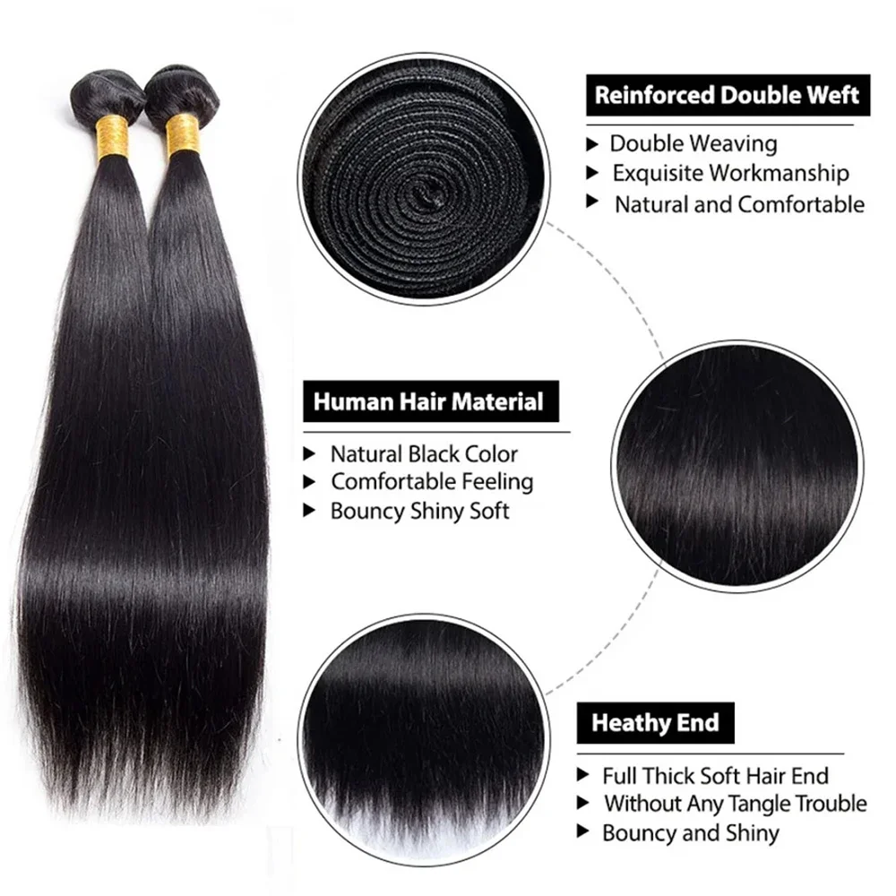 Bone Straight Bundles Human Hair Extensions Brazilian Raw Virgin Unprocessed Remy Human Hair Bulk Braiding Human Hair Bundles