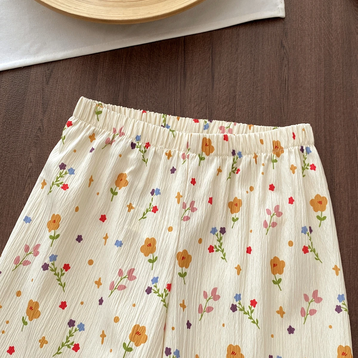 Humor Bear Mädchen-Kleidungssets, Herbst, Blumenmuster, offene Knopfleiste, langärmelige, gerade geschnittene Hosen, 2-teiliger Kinderkleidungsanzug – Detail 6