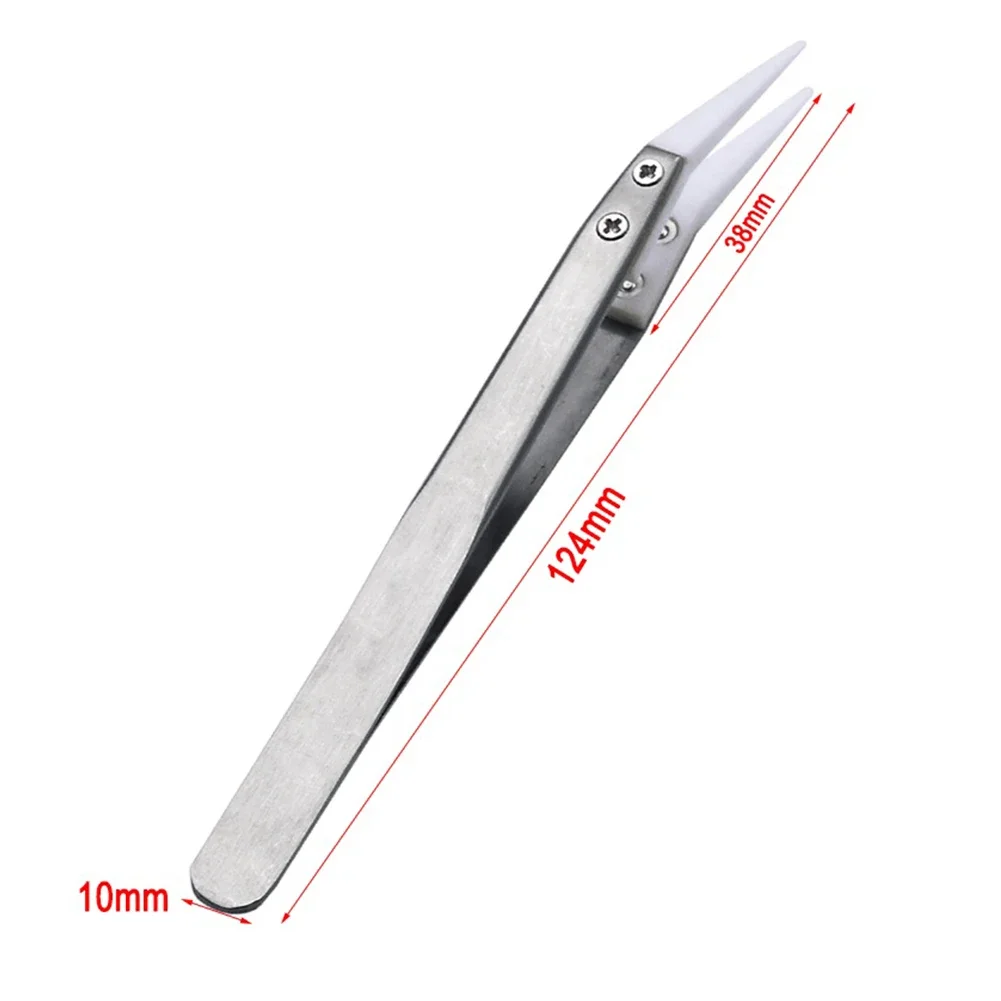 Ceramic Clips Ceramic Tweezers Heat Resistant High Temperature Straight Tip Tweezers 1pc Antimagnetic Ceramic Tweezers