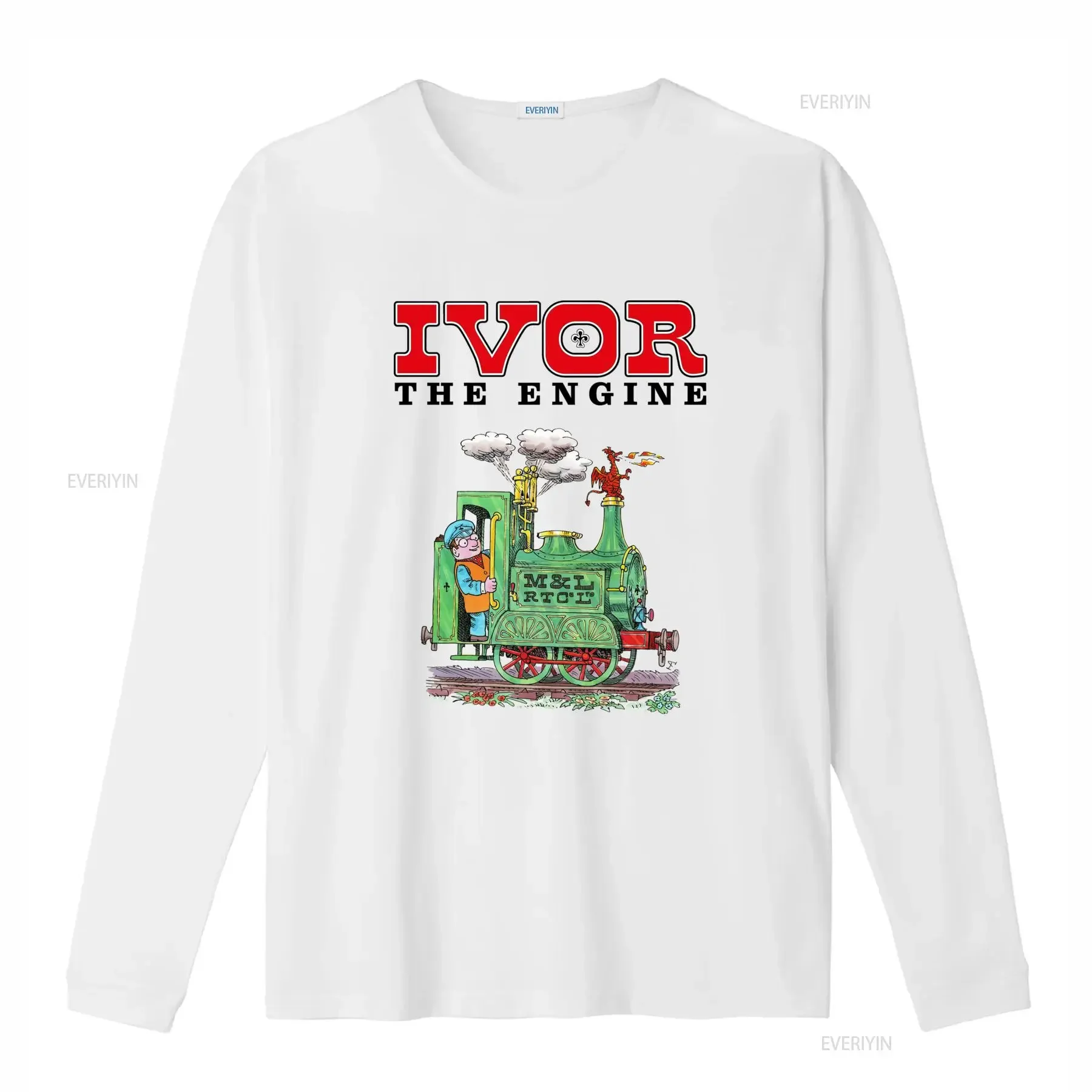 Ivor The Engine T Shirt GT376 Style E 100 White Casual Round Neck with Iconic Character Print Machine Washable for all vintage