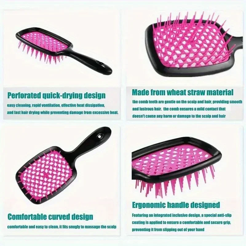 3 PCS Detangling Hair Brushes: Scalp Massage Comb,Salon-Grade Tools for Normal Hair Types - ABS Handles&Plastic Brush Heads view 3