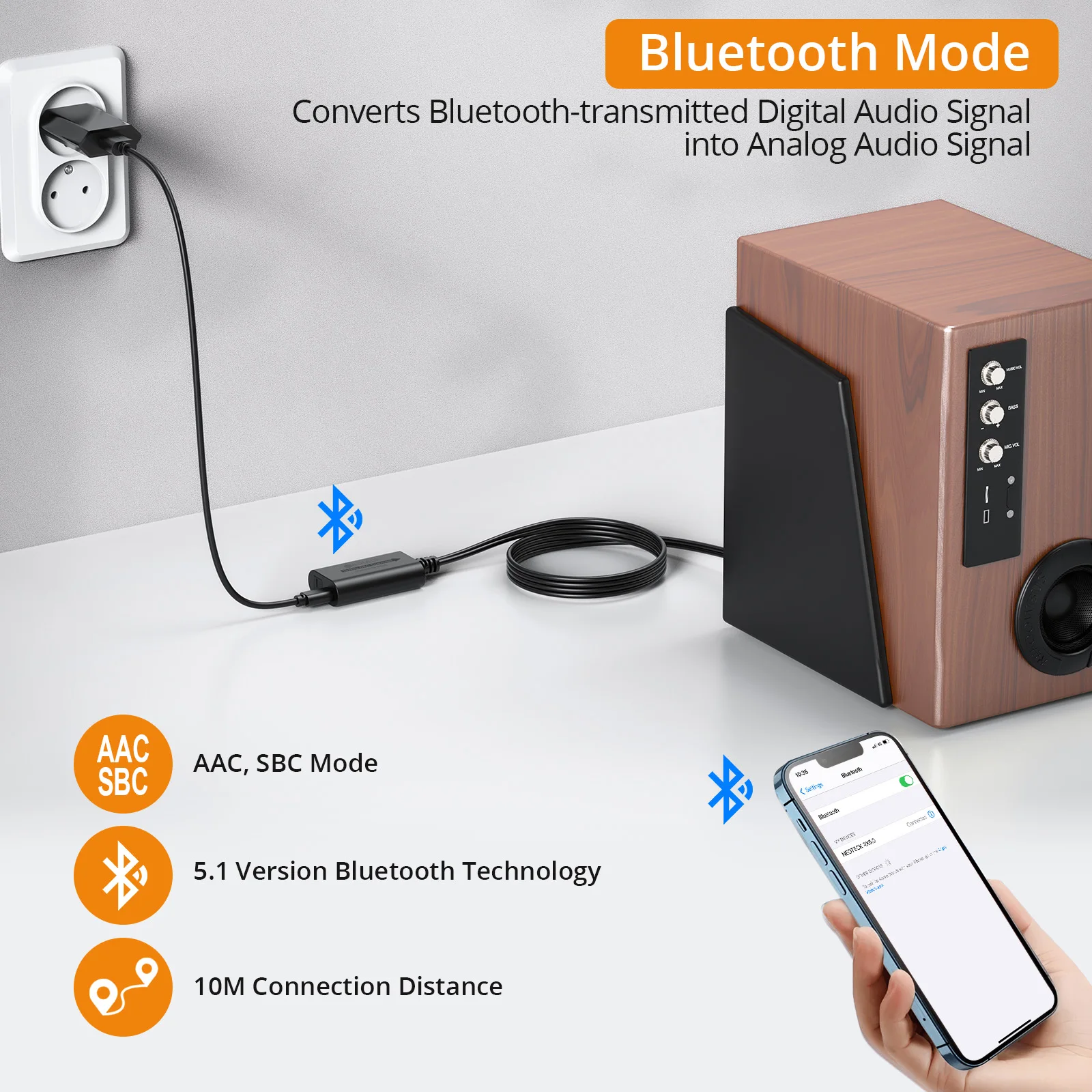 Neoteck 192k DAC Converter with Bluetooth-compatible 5.1 Receiver SPDIF Optical Toslink to RCA  Digital to Analog Audio Adapter