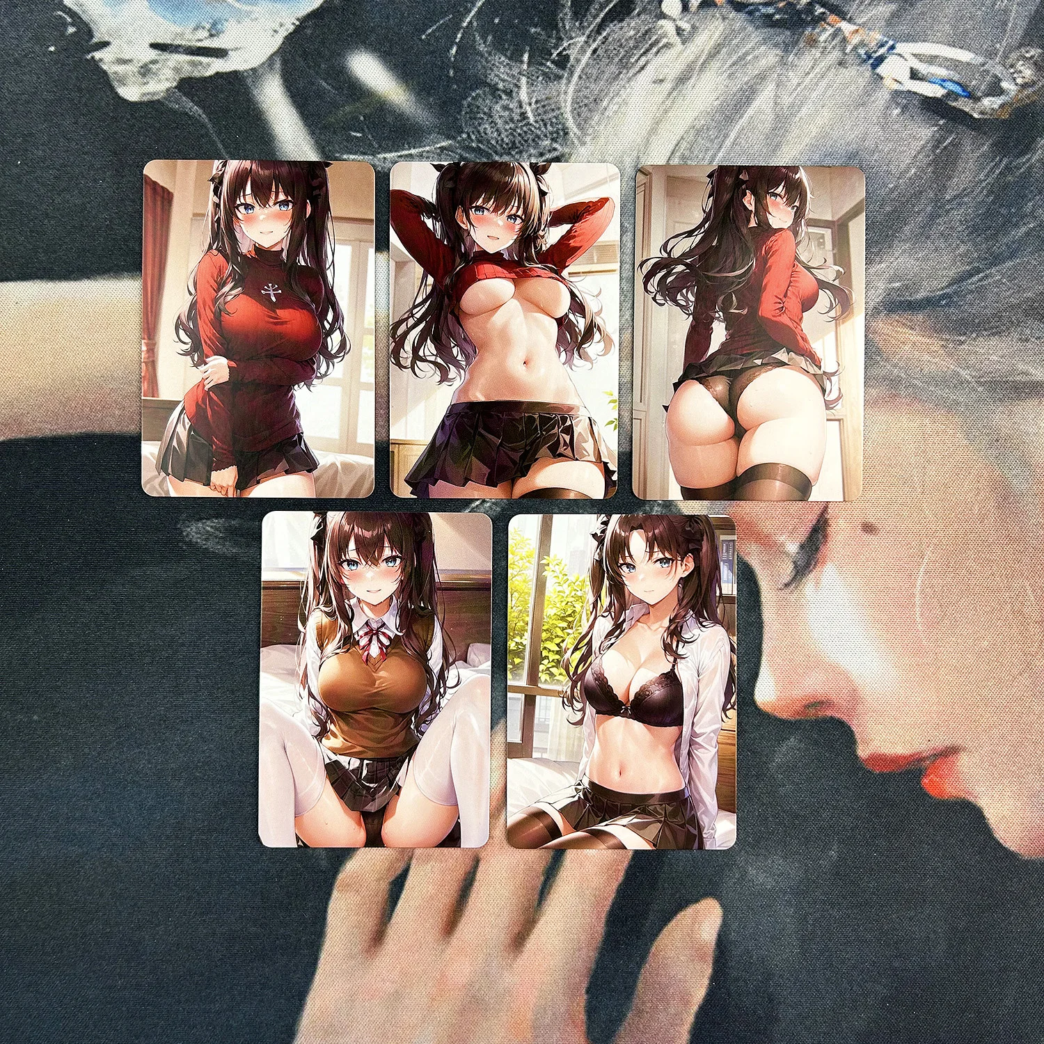 5Pcs/set Diy Self Made Fate/stay night Tohsaka Rin Swimsuit Collection Card Refraction Color Flash Anime Cards Gift Toys