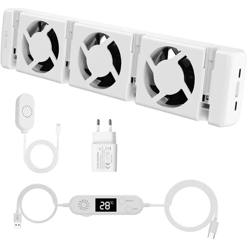 【NEW YEAR  】Smart Radiator Fan With Thermostat Control, 3 Blades, Magnetic Mounting, Amplifier EU Plug Compatible