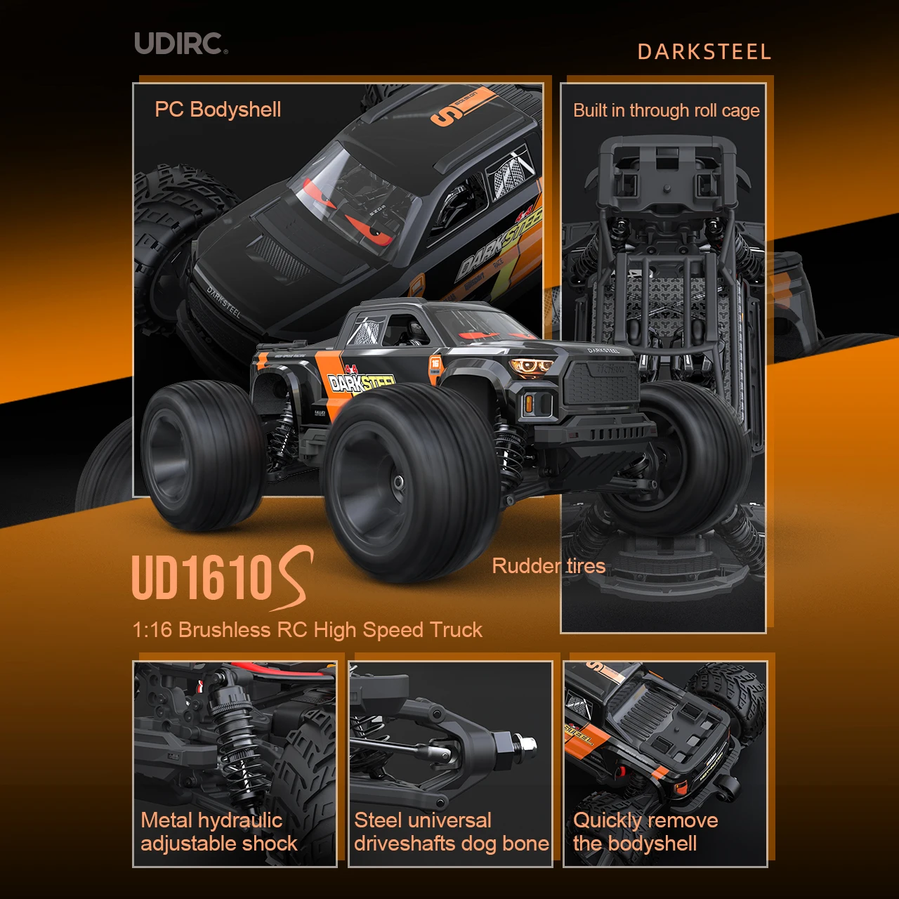 1/16 UDIRC Modello UD1610s Brushless RC Crawler 80 km/h Ad Alta Velocità di Controllo Remoto Auto Flip Fuoristrada Arrampicata Veicolo Giocattolo per Adulti