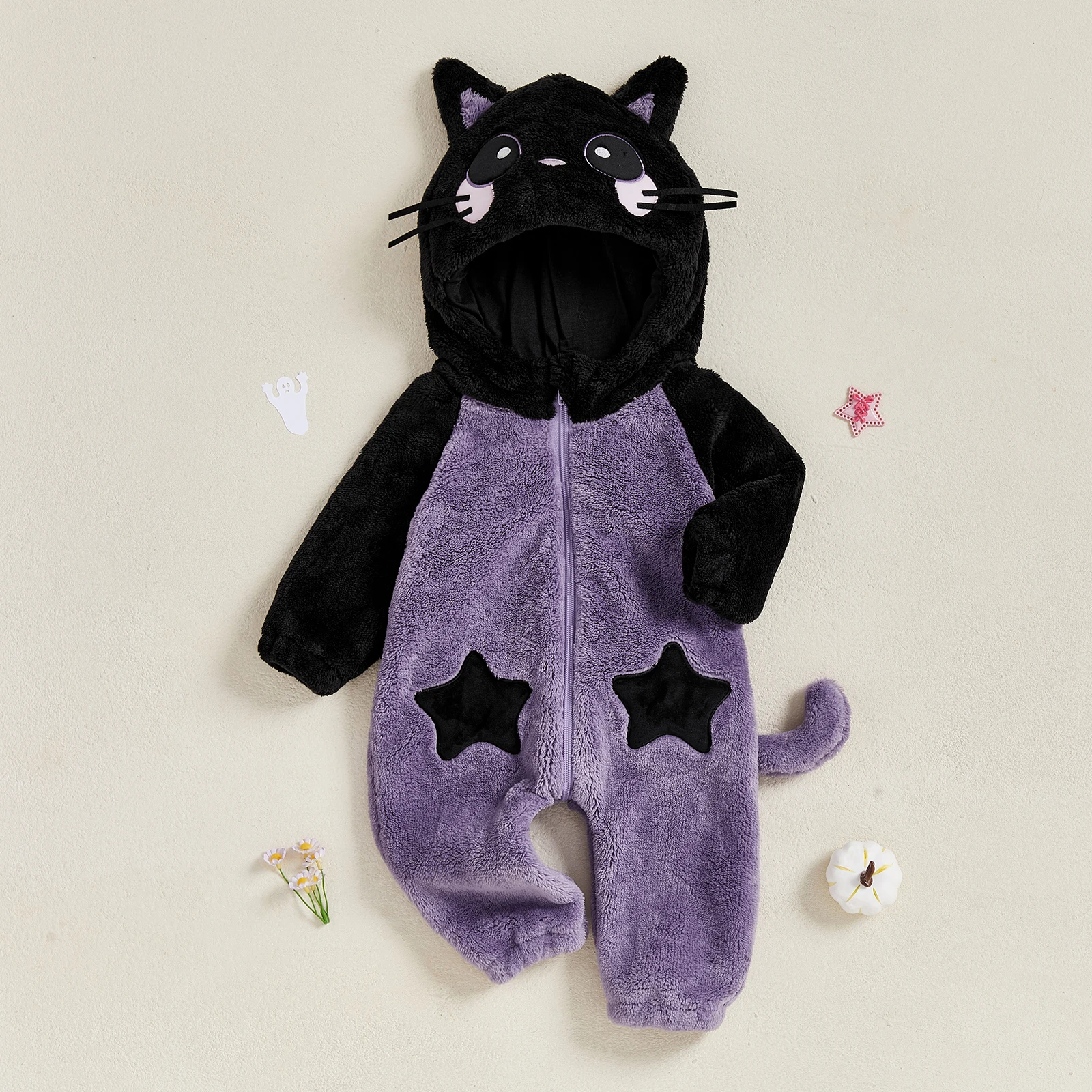 

Tregren 3-24M Infant Baby Boy Girl Black Cat Costume Winter Warm Long Sleeve Hooded Romper Cute Warm Toddler Jumpsuit Clothes