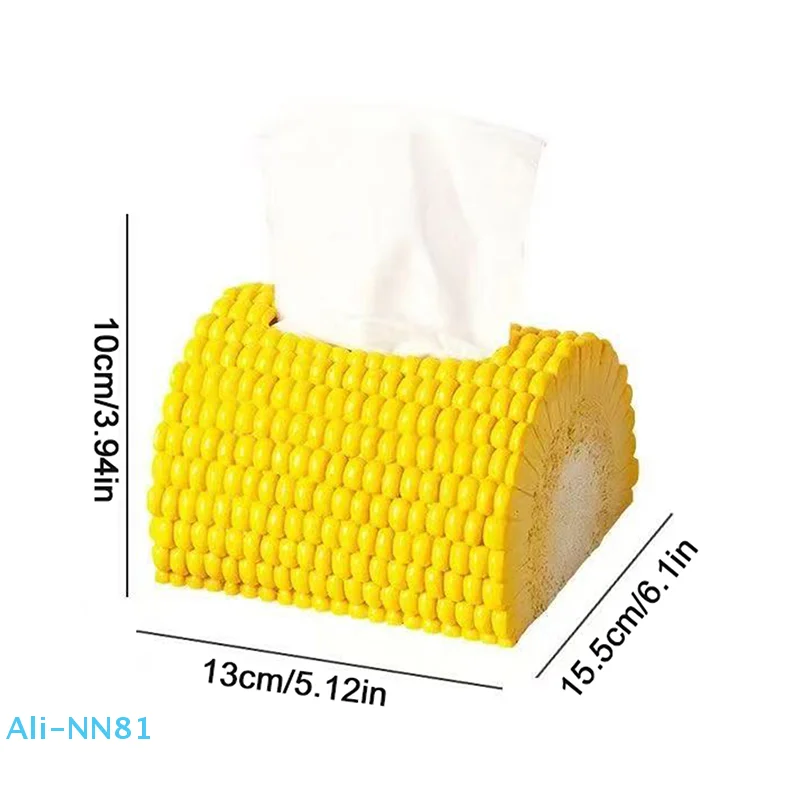 【N】صندوق مناديل على شكل ذرة، حاوية مناشف ورقية مزخرفة، صندوق تخزين مناديل أنيق، رف موزع مناديل قابل لإعادة الملء #6