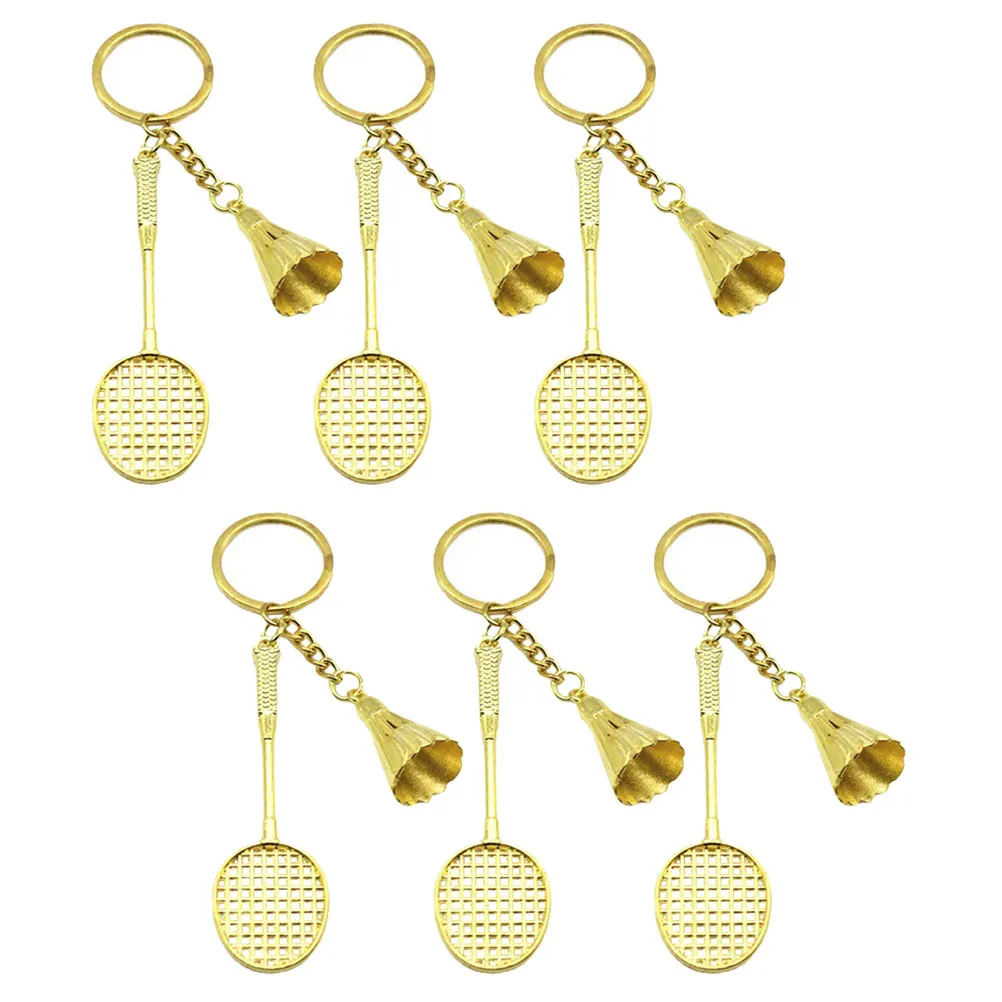 

6 Pcs Keychain Sport Keyring Metal Ball Pendant Gifts Jewelry Decorative Badminton Ball Keychains Personalized Commemorative