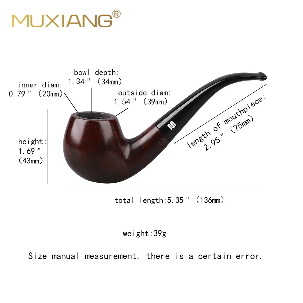 brair  wood tobacco pipe Classic curved handle pipe Hand-carved design Rainbow series pipe 9mm pipe channel Solid wood pipe gift