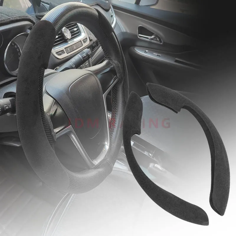 Car Universal 38cm Suede Leather Car Steering Wheel Cover Non-slip Card Cover Auto Steering Wheel Handle Booster Protective Cove