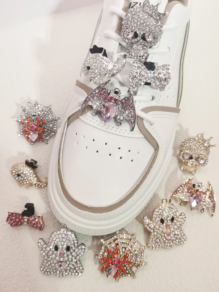 Jewelry Shoelaces Charms Bling Rhinestone Shoe Clips Buckle Accessories Women Sneakers Laces Decorations Xmas Halloween Decor