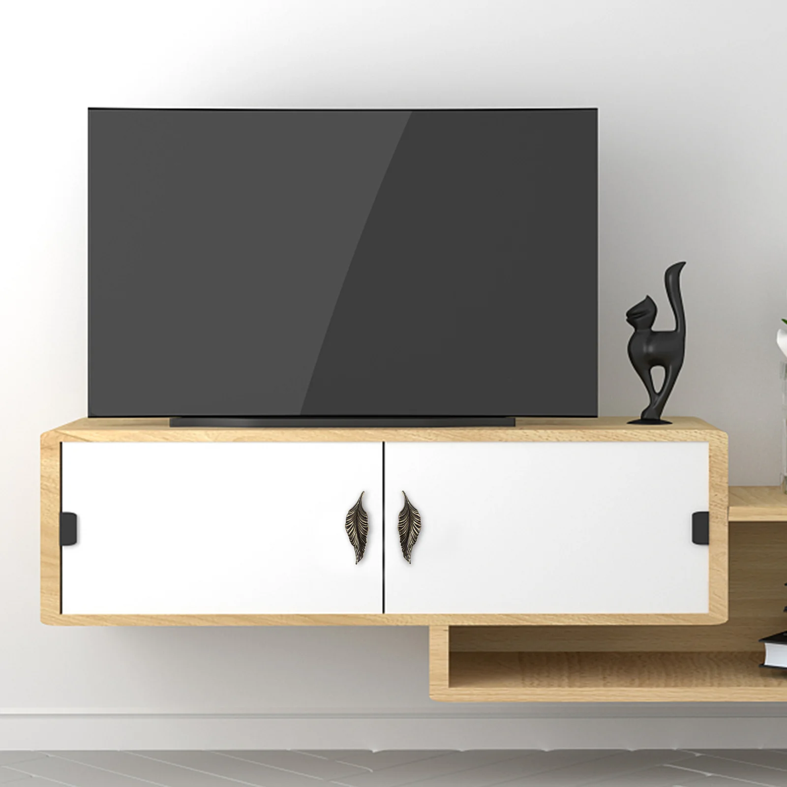 

2Pcs Stylish Leaf Handle for Drawer Cabinet Zinc Alloy Finish Furniture Knob Smooth Edge Comfortable Grip Home Decor