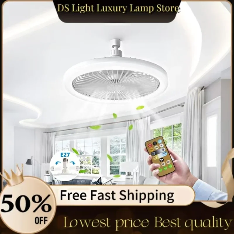 

Ceiling Fan with Remote Control and Light E27 Converter Base 30W LED Lamp Fan Smart Silent Ceiling Fan for Living Room Bedroom