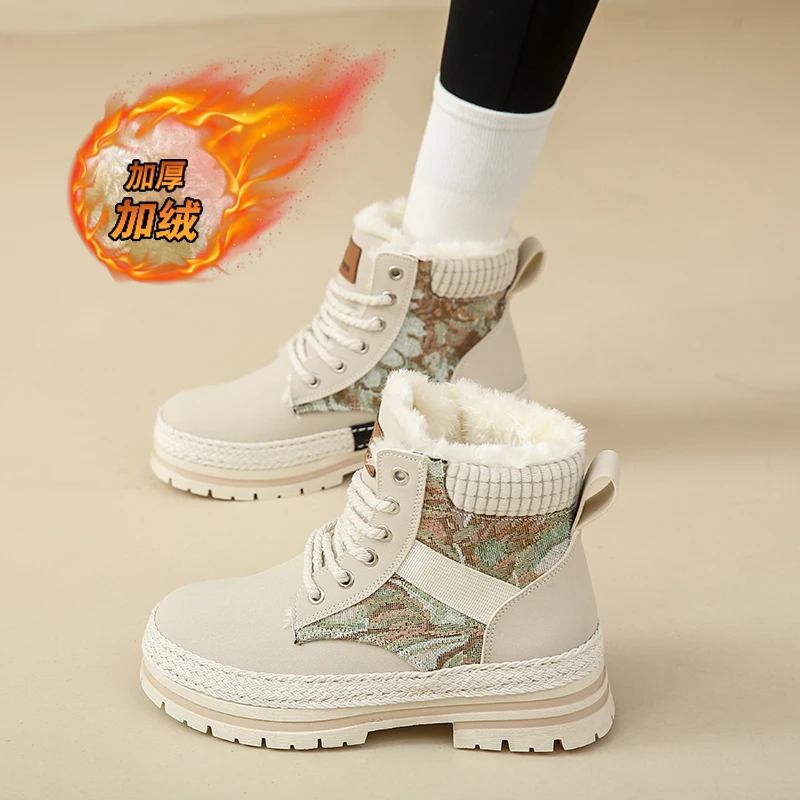 CRLAYDK أحذية الشتاء للنساء مقاوم للماء الدافئة الثلوج الفراء اصطف الجوارب العروة وحيد معزول في الهواء الطلق المشي الدانتيل يصل أحذية قتالية