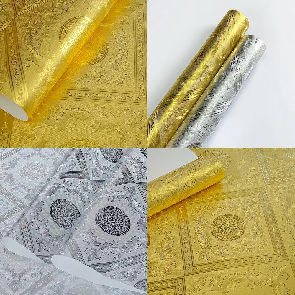 Carta da parati in oro stile islamico per soggiorno, sala da pranzo, bar dell'hotel, soffitto, griglia di diamanti di lusso, rivestimento murale in foglia d'oro