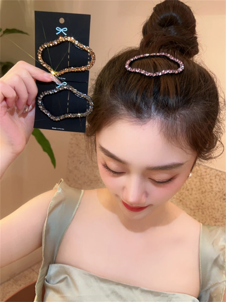 1Pc New Design Rhinestone Cloud-shaped Hollow Hair Clips Fashion Bling Hair Pins Luxury Hair Diy Decorations For Girls