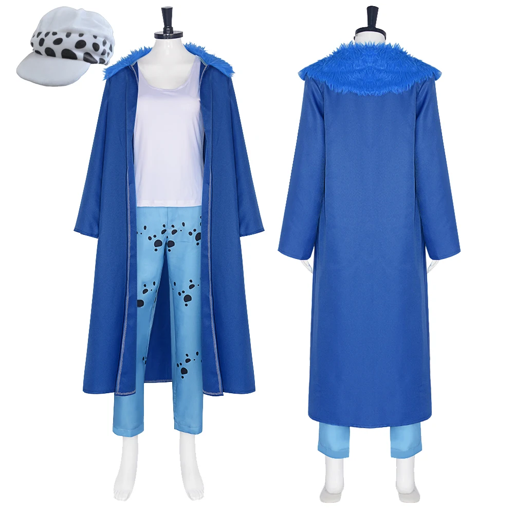 

Anime Trafalgar Cosplay Costume Blue Cloak Pants Uniform Suits for Women Halloween Carnival Party Performance Clothes Roleplay