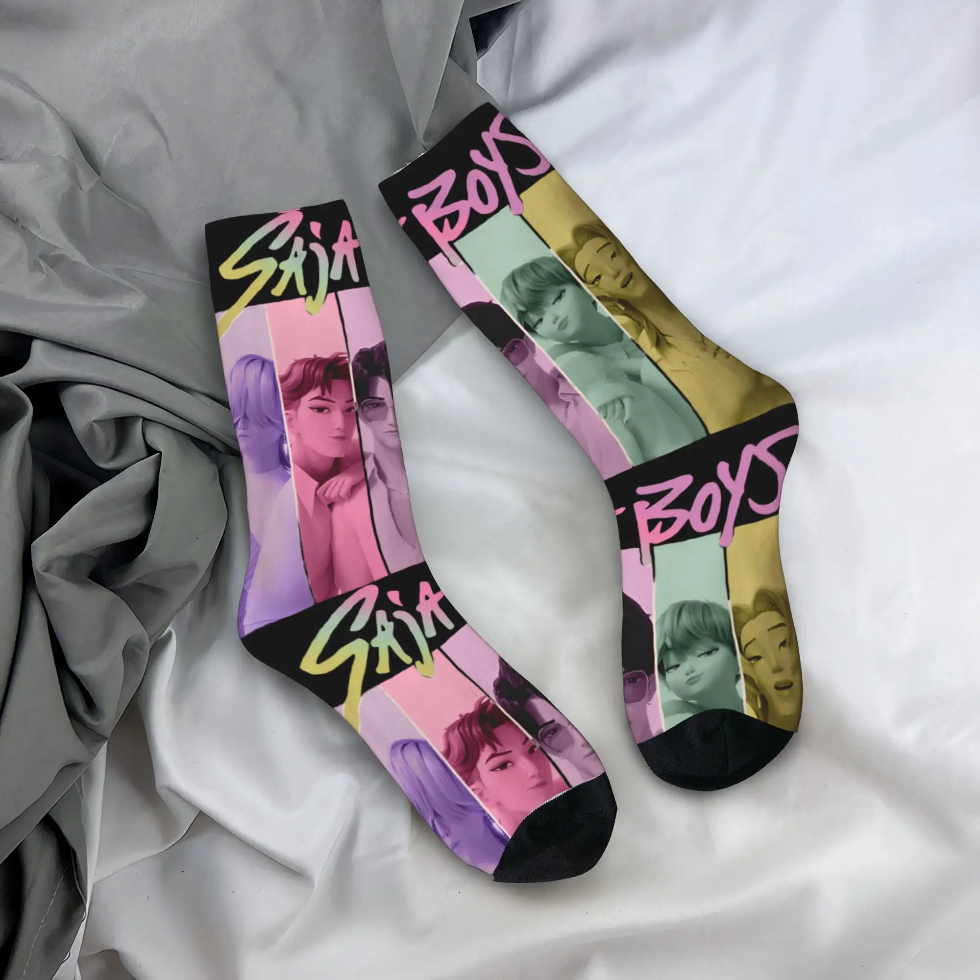 

Men Socks Saja Boy Kpop Demon Hunters Movie Stockings Winter Elegant Soft Breathable Socks Skateboard Anti Bacterial Socks