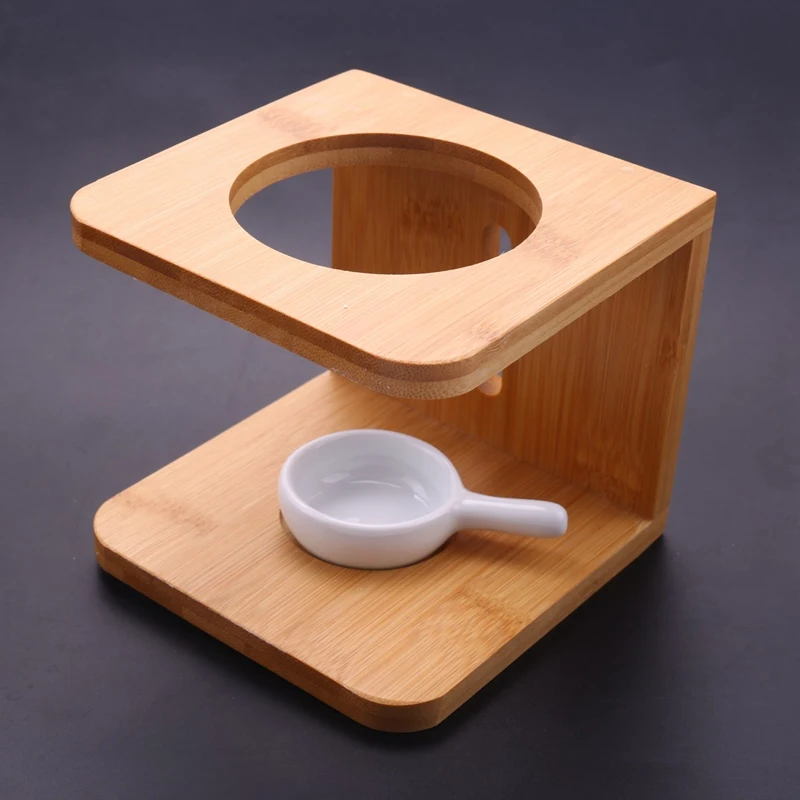 Ceramic Aroma Oil Candle Holder Wooden Household Candle Lamp Holder Aromatherapy Burner Home Decoration-A28R