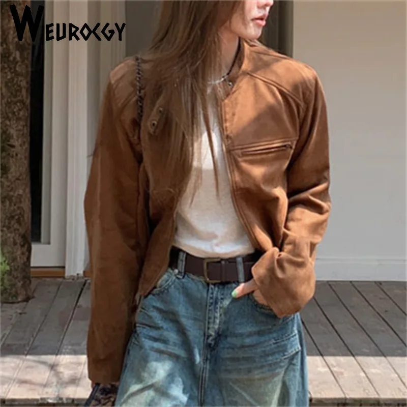 Women Retro Short Outerwear 2023 Autumn Winter Retro New Style High Sense Cardigan Loose Long Sleeve Lapel Windproof Jacket