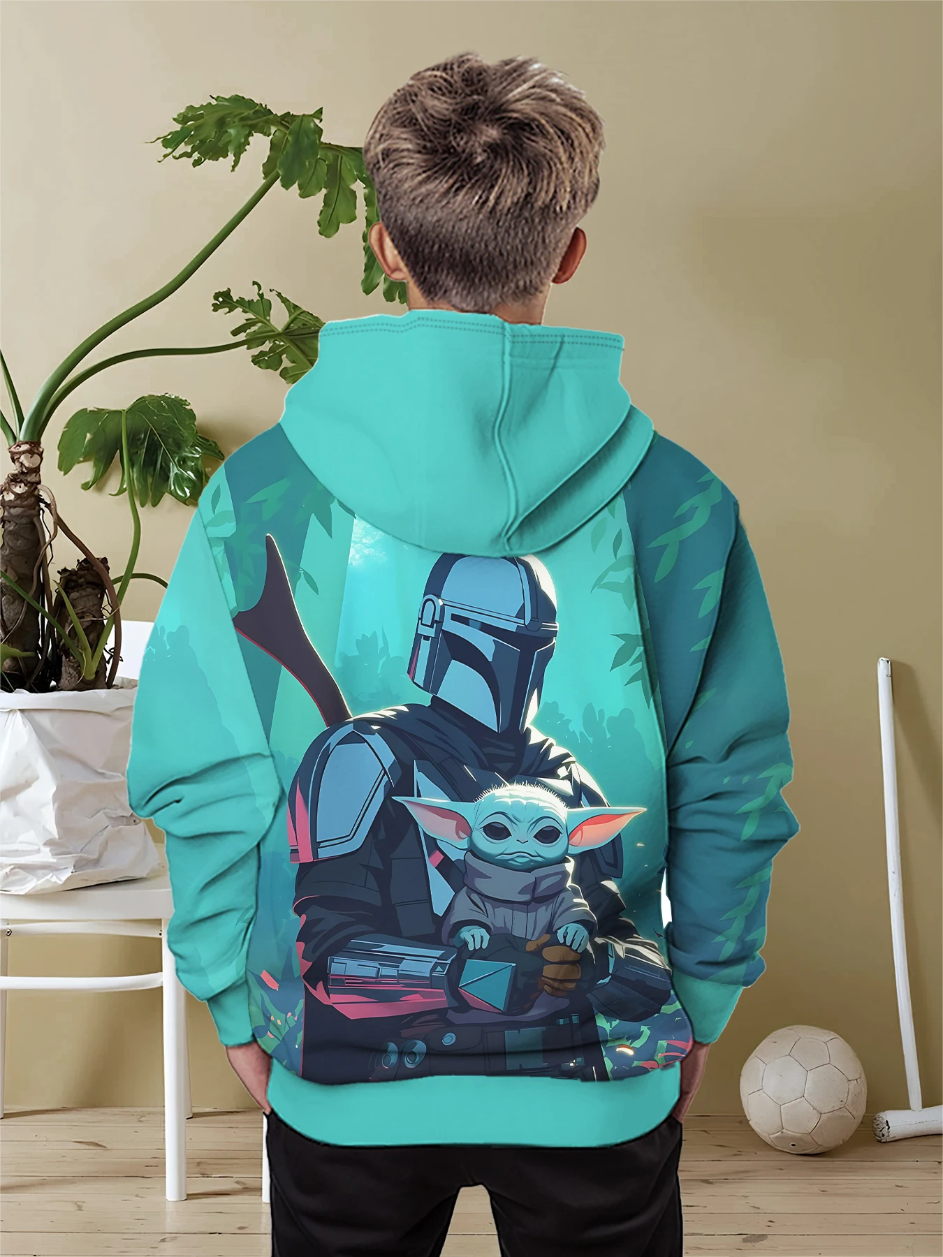 M-Mandalorians Yoda 3D Print All Seasons Children Casual Sweatshirt Cool Pullover Tops Unisex Clothes Boy Girl Hoodies