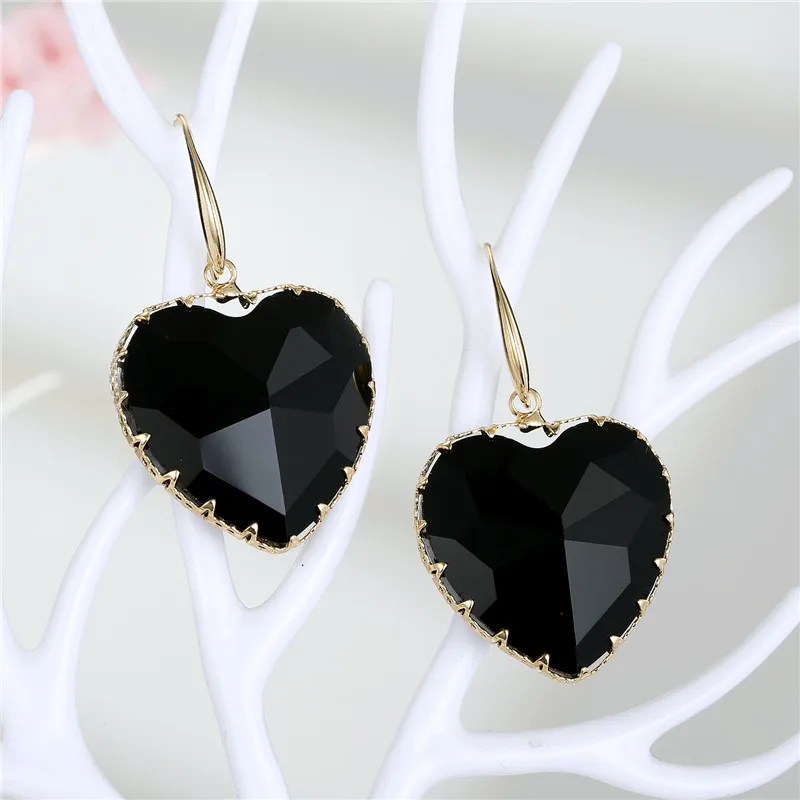 1Pair Korea Clear Crystal Drop Earrings For Women Female Jewelry Geometric Heart Dangle Earings Eardrop Wedding Earing E335