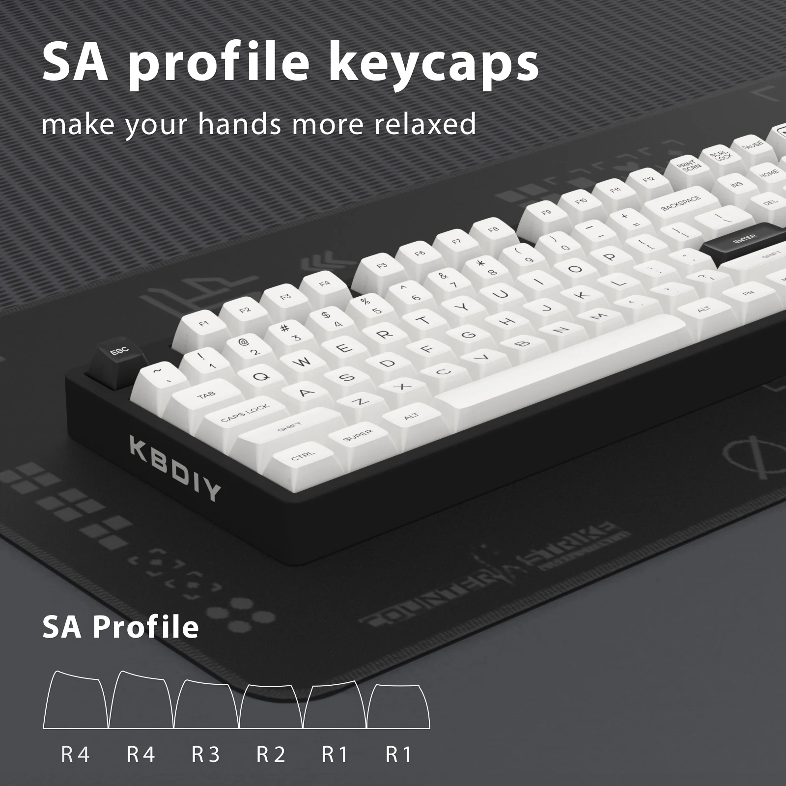 KBDiy 161 Keys/Set SA Profile GMK BOW Keycap Set Double Shot White Keycaps Custom ISO PBT for Mechanical Keyboard for MX Switch