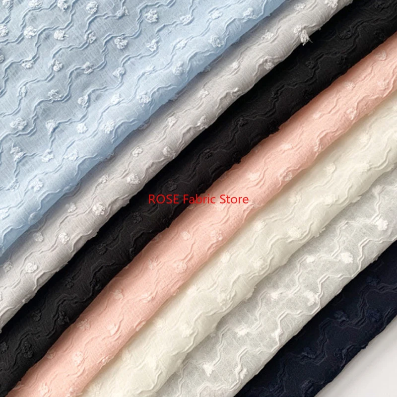 

3D Wavy flower Crinkle Chiffon Fabric Furry Jacquard Fringed Fabric for Wedding dress, Party Dress, Prom Dress, Designer Fabric