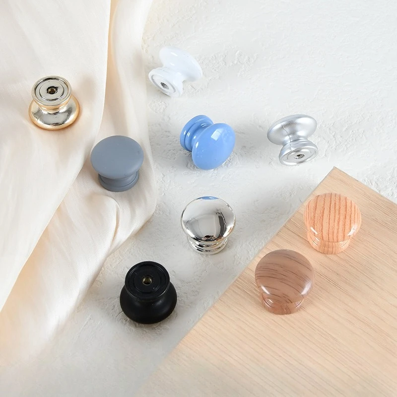 Single-hole pull handles white wardrobe handle modern and simple furniture handle cabinet wardrobe drawer cabinet round feet