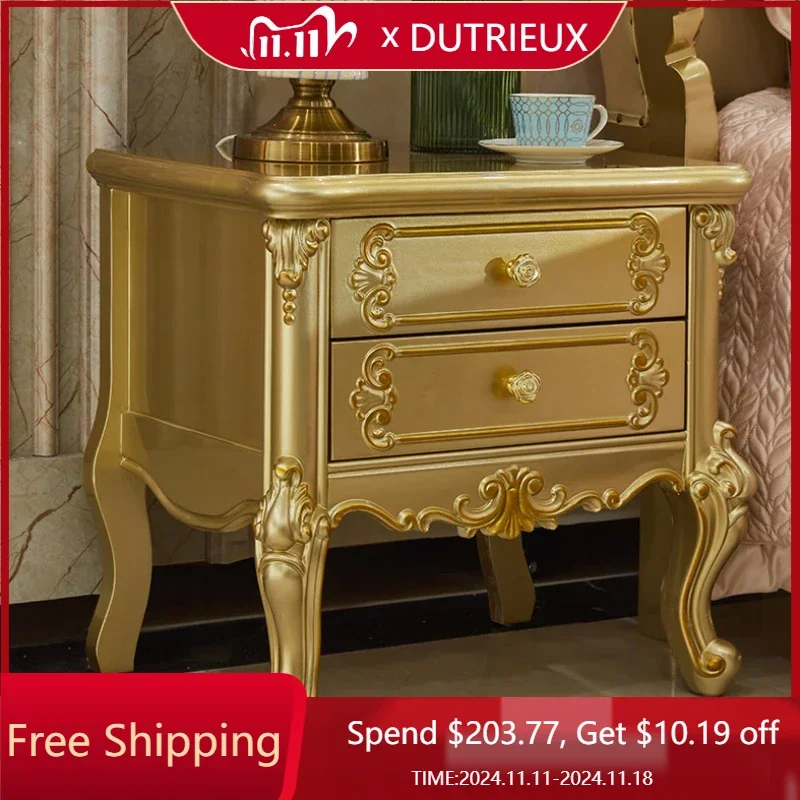

Modern Storage Nightstand Table Minimal European Luxury Drawers Bedsides Table Small Golden Szafka Nocna Furniture For Bedroom