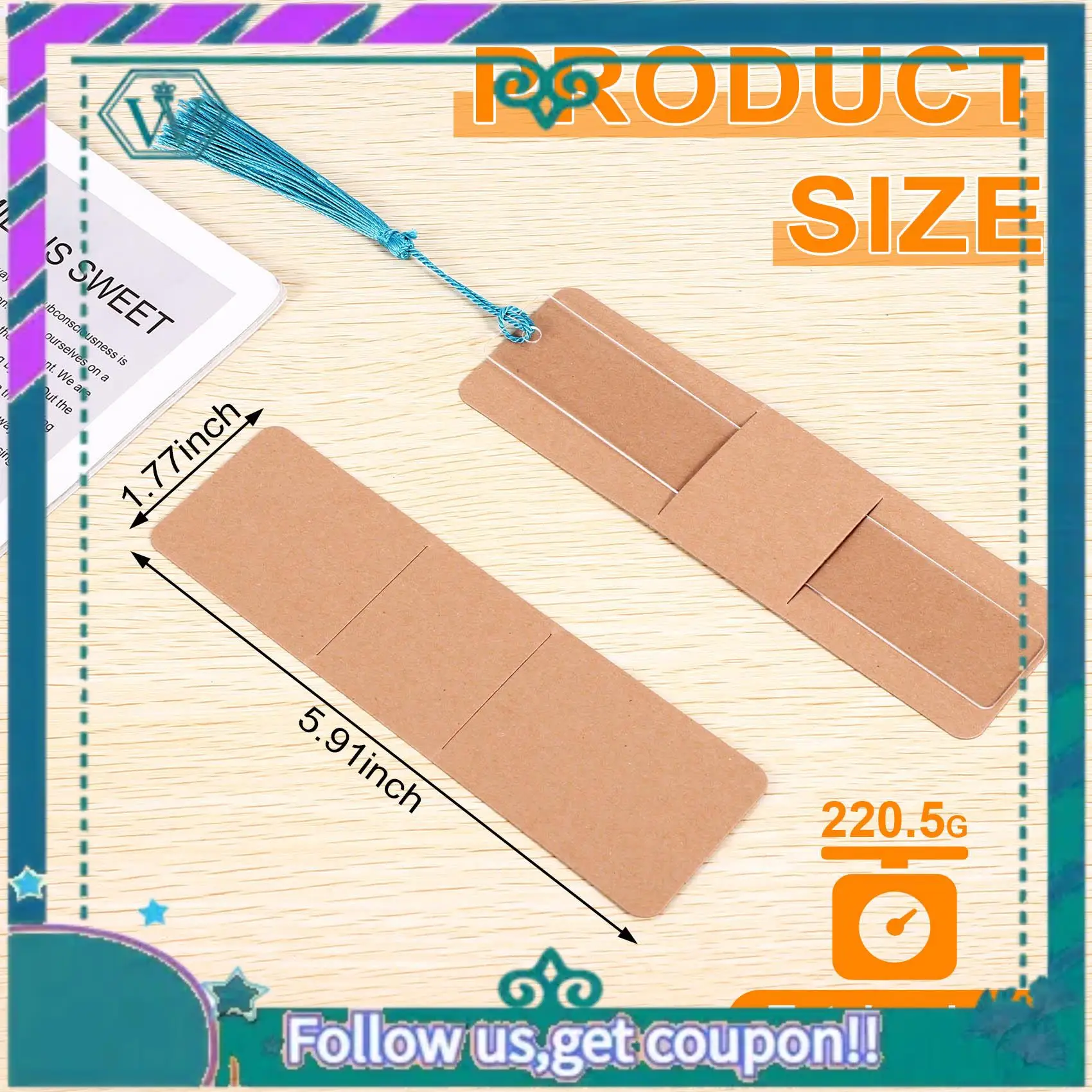 Upgraded 70 Pieces Kraft Bookmark Holder DIY Resin Bookmarks Blank Display Cards For Bookmark Gift Wrapping