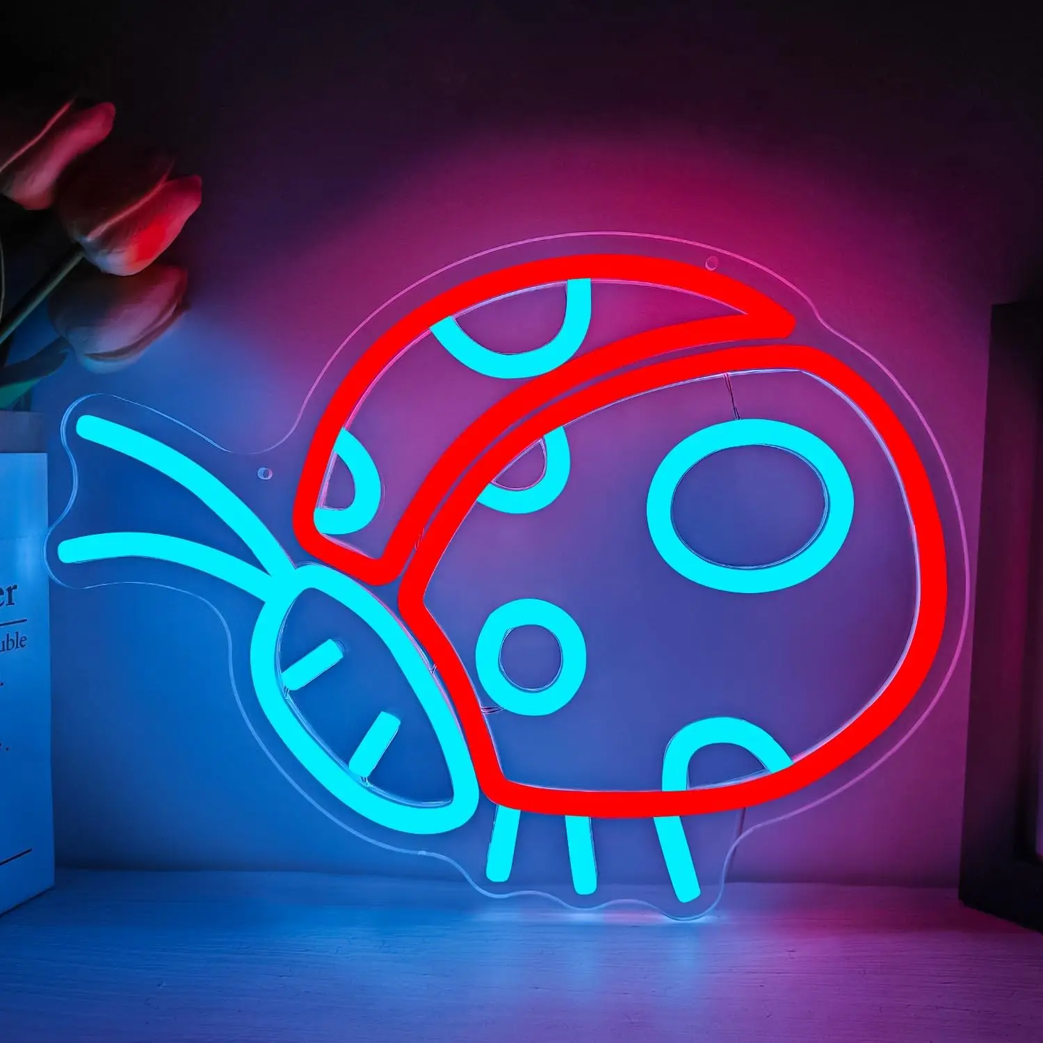 

Ladybug Neon Sign for Wall Decor Cute Neon Sign USB Dimmable for Bedroom Game Room Birthday Party Easter Christmas Gifts