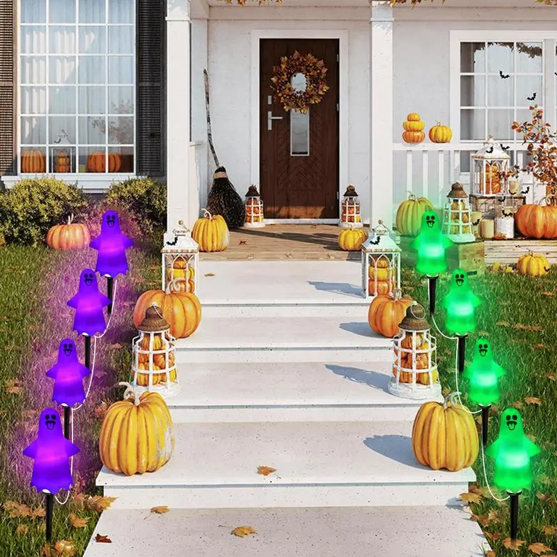 Halloween Path Lights Solar Ghost Stake Lights Halloween Solar Stake Lights Halloween Ghost Decorations Outdoor Halloween Lights