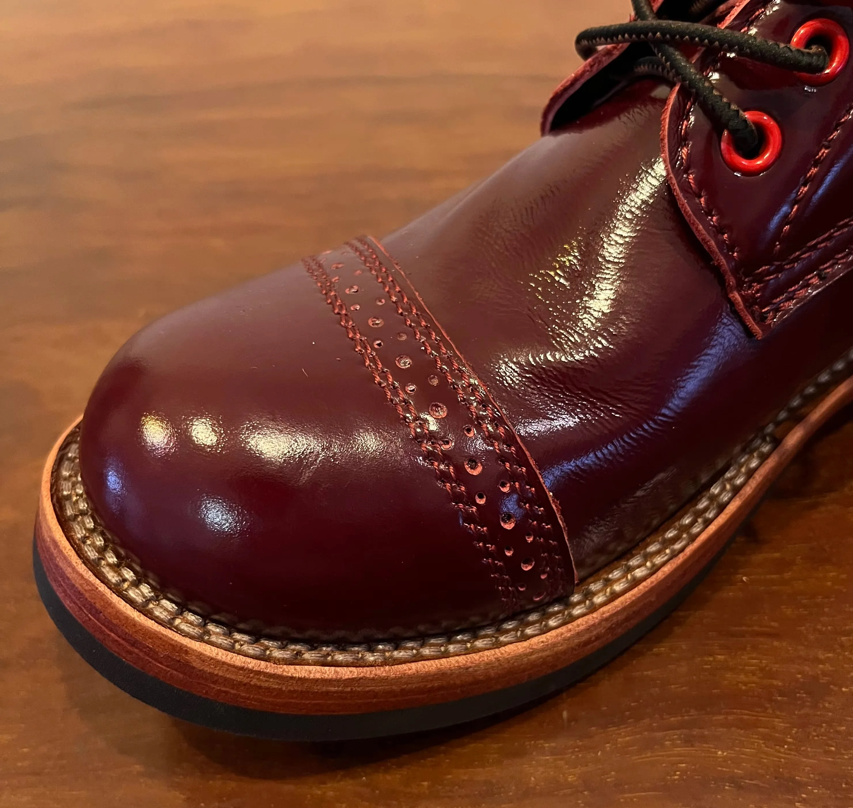 C531 Vintage Men Moc‑Toe Leather Shoes Goodyear Welt Hand Stitching Low Top Lace‑Up Thick Sole Casual Work Shoes For Men Outdoor