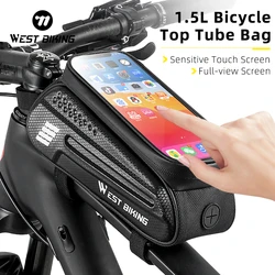 WEST BIKING Bicycle Bag 7.0 Inch Phone Bag 1.5L Touch Screen Bicycle Top Tube Bag Portable Bike Handlebar Bag Bike Accessories