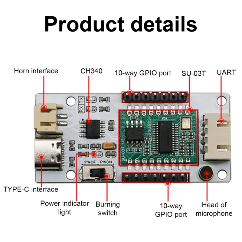 Módulo placa control reconocimiento voz USB Módulo puerto serie Módulo sensores reconocimiento voz