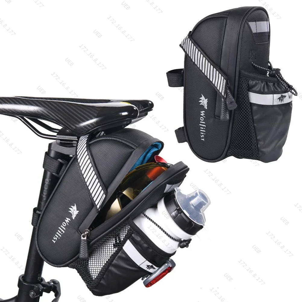 Bicycle Saddle Bag PU Shockproof Bike Seat Pouch Large Capacity Reflective Strap-On Waterproof Cycling Storage Bag for Riding