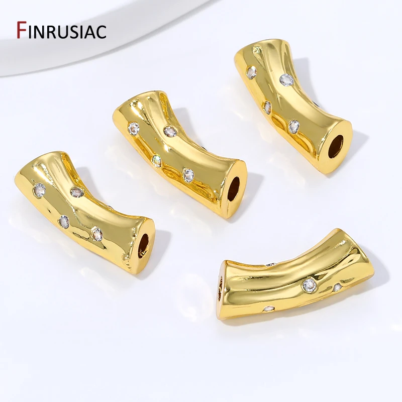 18K vergoldete Messing-Abstandshalterperlen mit unregelmäßiger, gebogener Form, Trenner für Perlen, DIY-Zubehör für die Herstellung von handgefertigten Armbändern und Halsketten – Detail 18