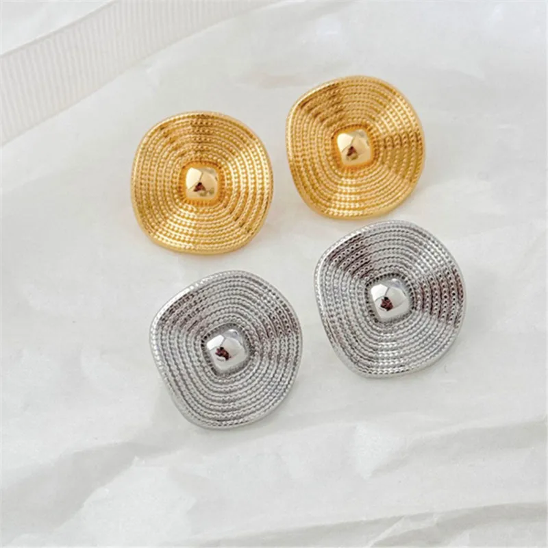 Fashion Silver Gold Plated Irregular Geometric Texture Earrings Elegant Vintage Fashionable Jewelry Accessories e1443