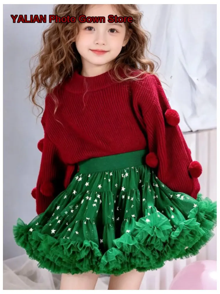 Girls Tutu Dress Spring Autumn Infant Kids Warm Knit Top Princess Skirt