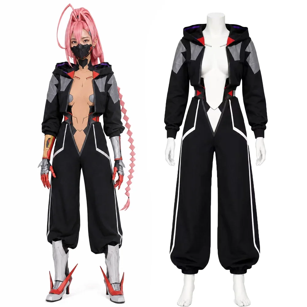 Anime-Charakter Taliya Yang Cosplay-Kostüm Punk-Kampfanzug mit Kapuzenjacke für Halloween, Karneval, Rollenspiel, Cosplay.
