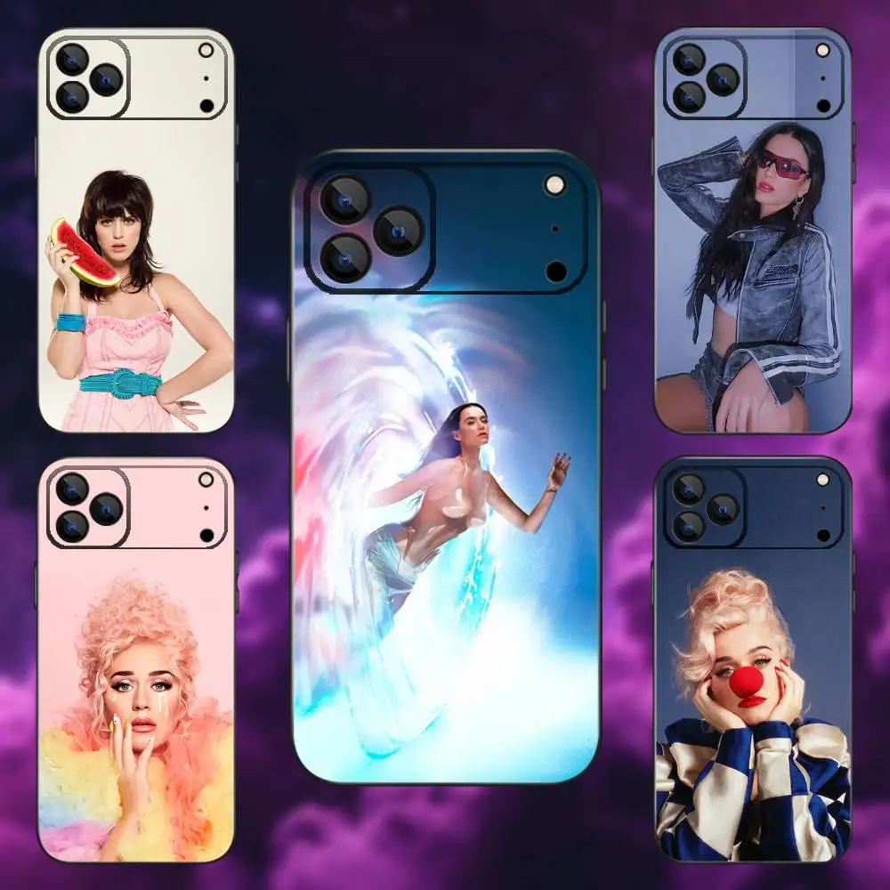 Funda de teléfono K-Katy P-Perry Singer para iPhone 17,16,15,14,13,12,Pro,Max,Plus,E,SE4,Air,Mini caja suave negra