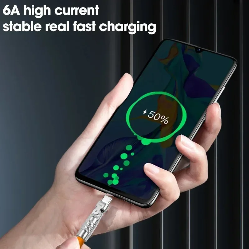 120W 6A 180° Rotating Super Fast Charge Cable Dual USB C to Type-C Charger Liquid Silicone Cable For IPhone 16 15 Pro Max Huawei image 5