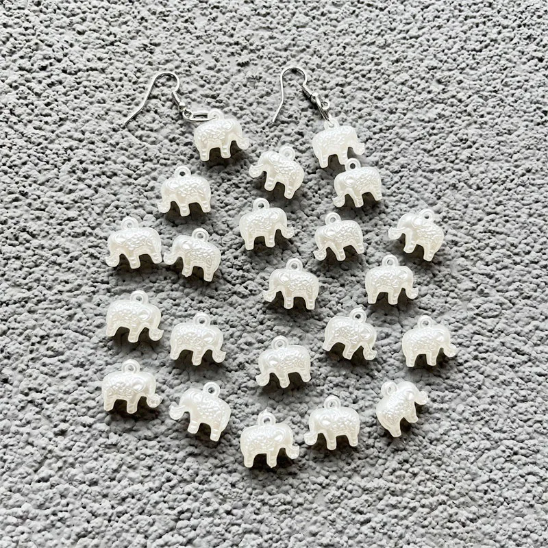 9*14*15MM White Elephant Beads 20 pcs/lot For Plastic Pearls Jewelry Making Diy Accessories