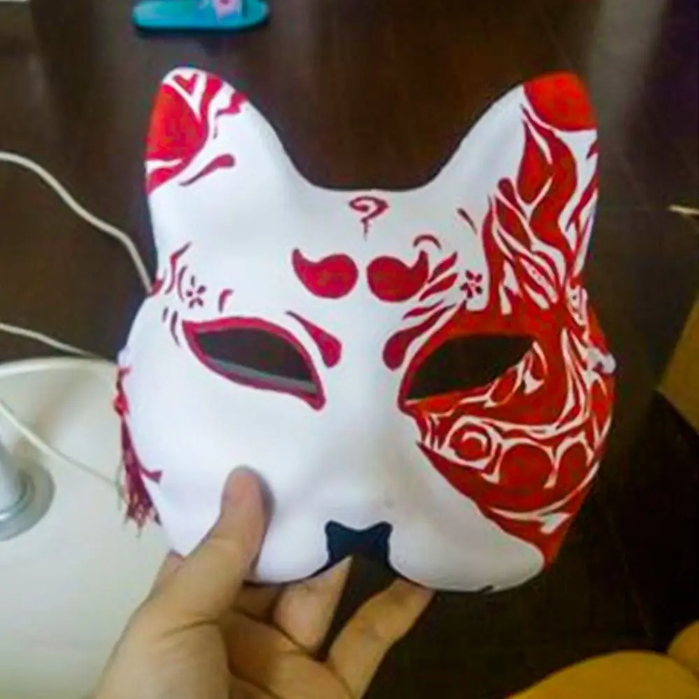 DIY Fox Mask Fun White Pulp Paper Cat Face Hand Painted Cosplay Paper Masks Party