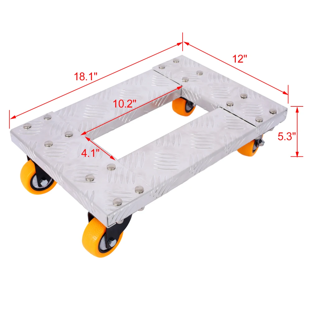 Zware Meubels Dolly Trolley Kar 18 ''X 12'' Aluminium Frame Met 3 ''Tpu Professionele Wielen