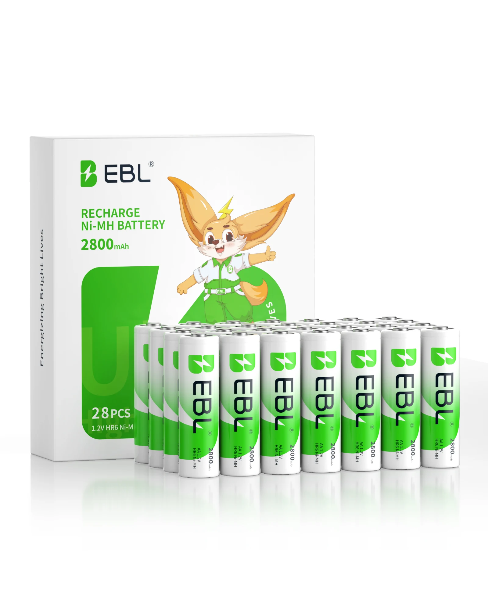 Baterías recargables EBL AA Ni-MH, batería AA 1,2 V 2800mAh para linternas para cámaras digitales, juguetes eléctricos, ratones